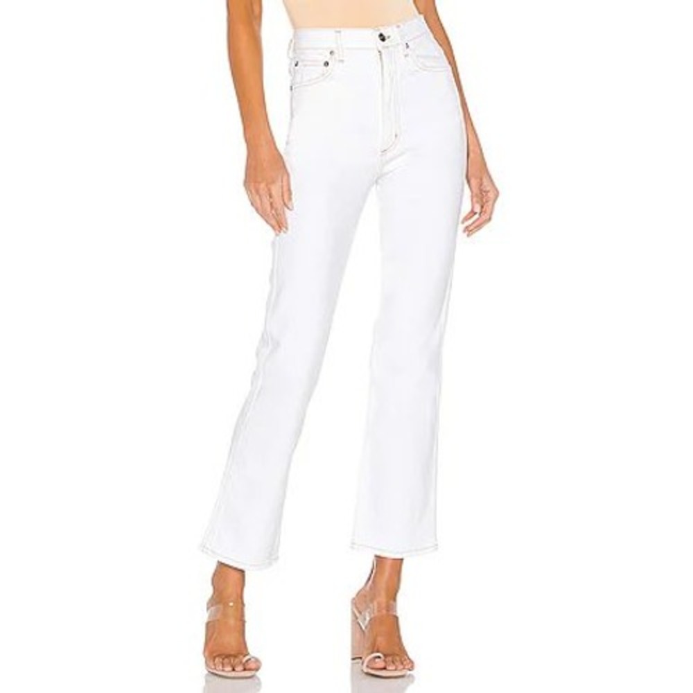 AGOLDE Pinch Waist‎ Kick High Rise Straight Milk Leg Jeans White Denim Size 28